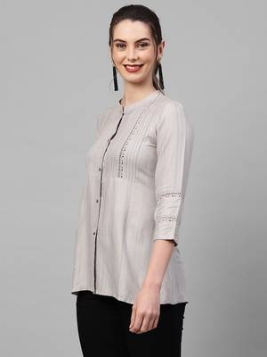 Indo Era Womens Grey Texture Kurti 4
