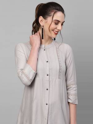 Indo Era Womens Grey Texture Kurti 5