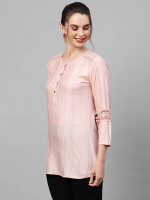 Indo Era Womens Peach Texture Kurti 3