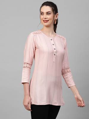 Indo Era Womens Peach Texture Kurti 4