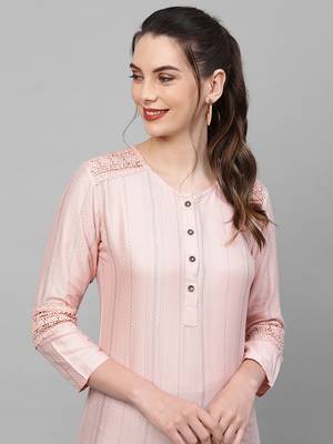 Indo Era Womens Peach Texture Kurti 5