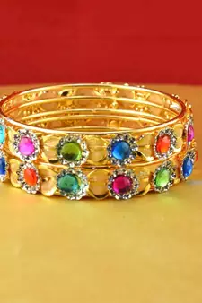 gold moti stone cz polki kundun meenakari pearl bangle kara size-2.8