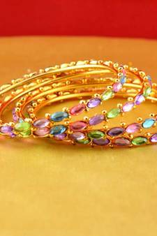 gold moti stone cz polki kundun meenakari pearl bangle kara size-2.4,2.6