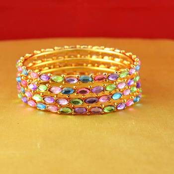 gold moti stone cz polki kundun meenakari pearl bangle kara size-2.4,2.6 2
