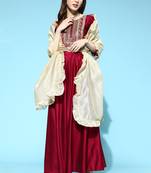 Indo Era Wine Embroidered Anarkali With Dupatta and Belt Set