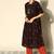 Indo Era Black Printed Empire Waist A-line Kurta