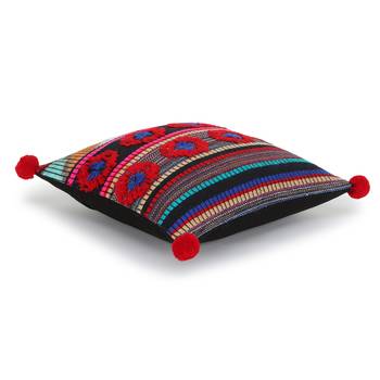 Mezposh Tribal Red & Multi Striped Acrylic Jacquard Cushion Cover 5