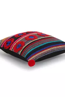 Mezposh Tribal Red & Multi Striped Acrylic Jacquard Cushion Cover