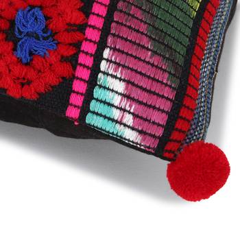 Mezposh Tribal Red & Multi Striped Acrylic Jacquard Cushion Cover 6