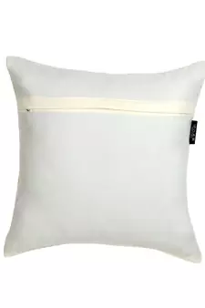 Mezposh Rustic Natural & Mustard Polka Cotton Cushion Cover (16x16)