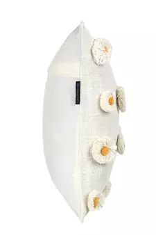 Mezposh Rustic Natural & Mustard Polka Cotton Cushion Cover (16x16)