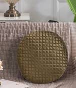 Mezposh Rasta Coffee Brown Quilted Satin Round Cushion Cover (12)