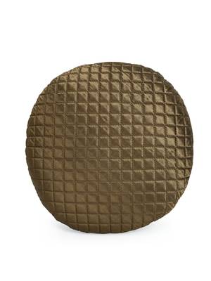 Mezposh Rasta Coffee Brown Quilted Satin Round Cushion Cover (12) 2