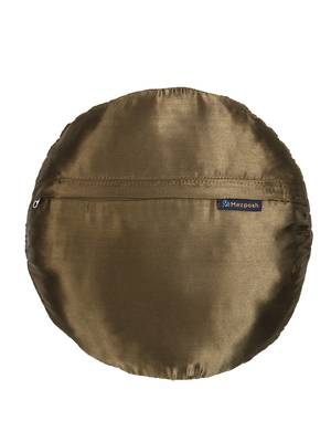 Mezposh Rasta Coffee Brown Quilted Satin Round Cushion Cover (12) 3