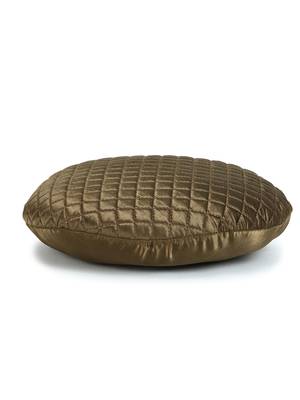Mezposh Rasta Coffee Brown Quilted Satin Round Cushion Cover (12) 4