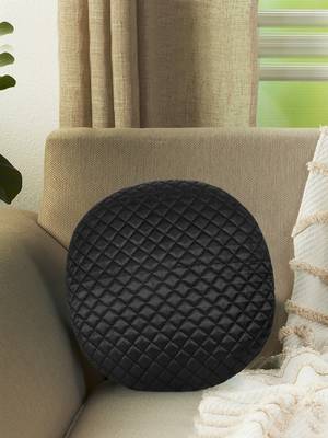 Mezposh Rasta Black Quilted Satin Round Cushion Cover (14) 1