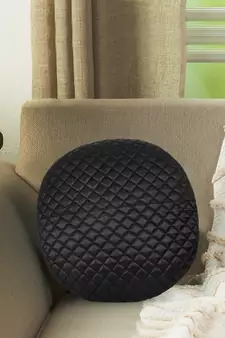 Mezposh Rasta Black Quilted Satin Round Cushion Cover (14)