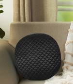 Mezposh Rasta Black Quilted Satin Round Cushion Cover (14)