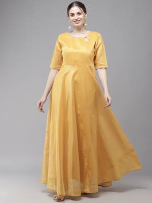 Indo Era Orange Printed A-line Flaired Kurta 1