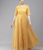 Indo Era Orange Printed A-line Flaired Kurta