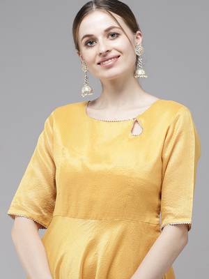 Indo Era Orange Printed A-line Flaired Kurta 4