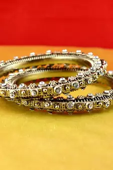 gold moti stone cz polki kundun meenakari pearl bangle kara size-2.6