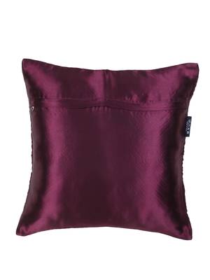 Mezposh Dazzle Purple & Silver Ogee Embellished Satin Cushion Cover (16x16) 3