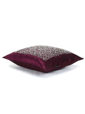 Mezposh Dazzle Purple & Silver Ogee Embellished Satin Cushion Cover (16x16) 4