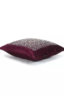 Mezposh Dazzle Purple & Silver Ogee Embellished Satin Cushion Cover (16x16)