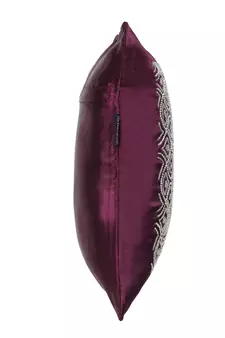 Mezposh Dazzle Purple & Silver Ogee Embellished Satin Cushion Cover (16x16)