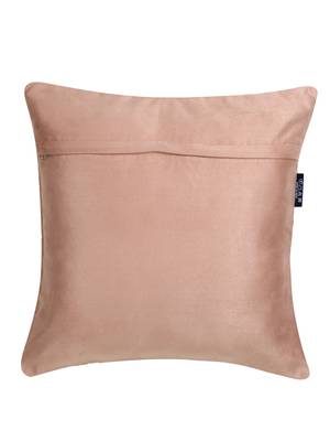 Mezposh Dazzle Dusky Pink & Dull Gold Chevron Embellished Suede Cushion Cover (16x16) 3