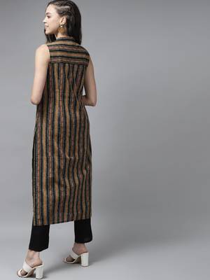 Indo Era Black Striped Straight Kurta 2