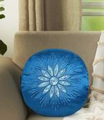 Mezposh Dazzle Royal Blue & White Floral Mandala Embellished Satin Cushion Cover (16)