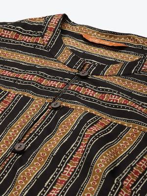 Indo Era Black Striped Straight Kurta 4