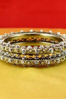 gold moti stone cz polki kundun meenakari pearl bangle kara size-2.6