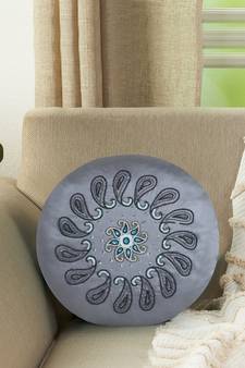 Mezposh Dazzle Grey & Multi Paisely Mandala Embellished Satin Cushion Cover (16)