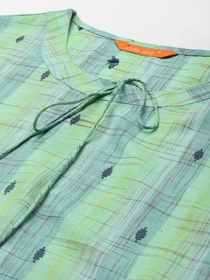 Indo Era Green Woven Straight Kurta 4