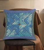 Mezposh Dazzle Mauve & Tiffany Blue Geometric Embellished Faux Silk Cushion Cover (16x16)
