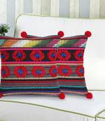Mezposh Tribal Red & Multi Striped Acrylic Jacquard Cushion Covers  Set of 2