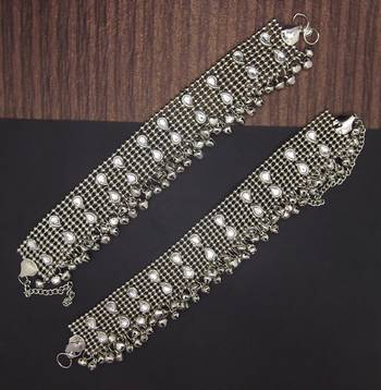 traditional kundan silver plated anklet 3