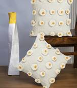 Mezposh Rustic Natural & Mustard Polka Cotton Cushion Covers (16x16)  Set of 2