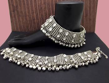 traditional kundan silver plated anklet 6