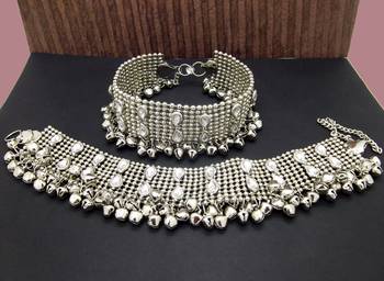 traditional kundan silver plated anklet 7