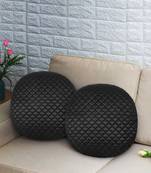 Mezposh Rasta Black Quilted Satin Round Cushion Covers (14)  Set of 2