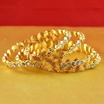 Gold Moti Stone Cz Polki Kundun Meenakari Pearl Bangle Kara 1