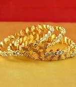 Gold Moti Stone Cz Polki Kundun Meenakari Pearl Bangle Kara