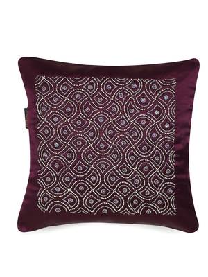 Mezposh Dazzle Purple & Silver Ogee Embellished Satin Cushion Covers (16x16)  Set of 2 3