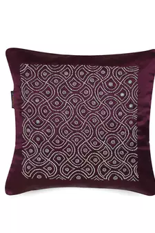 Mezposh Dazzle Purple & Silver Ogee Embellished Satin Cushion Covers (16x16)  Set of 2
