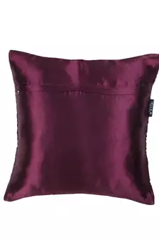 Mezposh Dazzle Purple & Silver Ogee Embellished Satin Cushion Covers (16x16)  Set of 2