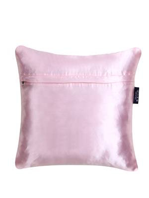 Mezposh Dazzle Baby Pink Geometric Embellished Satin Cushion Covers (14x14)  Set of 2 4